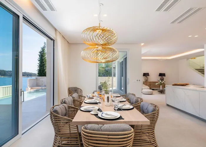 Luxury Seafront White Sparkle Brac With Heated Pool Sumartin